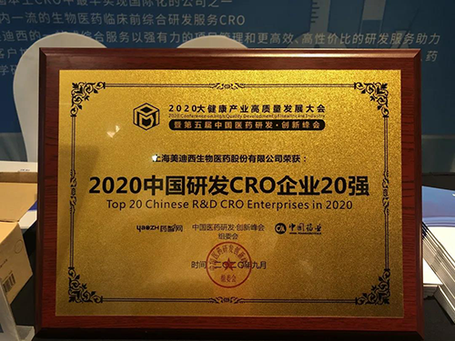 2020中國研發CRO企業20強 hjc黄金城